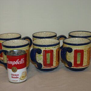 Set of Six Pfaltzgraff Stoneware Sedona Hand Painted Coffee Soup Mugs B-164